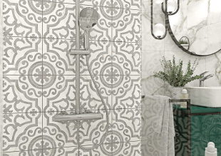 Керамогранит Cersanit Siena белый узоры структура матовый 17226 (42x42)